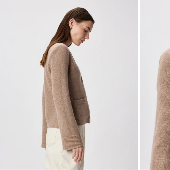 🆕 quince Mongolian Cashmere Structured Cardigan - S - Oatmeal - Picture 4 of 7